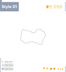 Naklejka na meble O'Higgins, Chile - stroke map isolated on white background. Outline map. Vector map