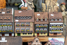Row Of Miniature Houses Displayed In A Shop