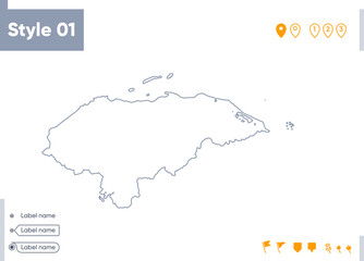 Naklejka na meble Honduras - stroke map isolated on white background. Outline map. Vector map