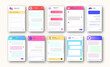 © Chikichirony - Online chat windows set for website and mobile app light theme style isolated on white background. Social communication chatting. Group text messaging app. Vector 10 eps