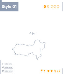 Naklejka na meble Central Java, Indonesia - stroke map isolated on white background. Outline map. Vector map