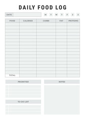  Black and white daily Food Log 