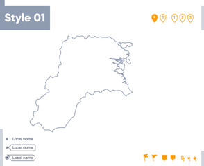 Naklejka na meble North Kalimantan, Indonesia - stroke map isolated on white background. Outline map. Vector map