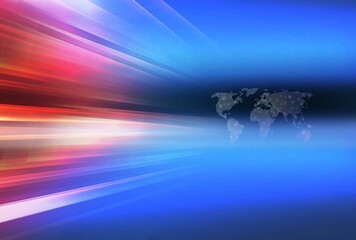 Wall Mural - 3d render of dotted world map emitting red and blue light for world news title background