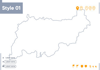 Naklejka na meble Kostroma Region, Russia - stroke map isolated on white background. Outline map. Vector map