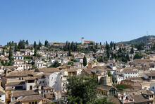 View Of The Moorish Quarter Of The Albaicin (Granada, Spain) From The Viewpoint Of La Churra On A Sunny Summer Morning