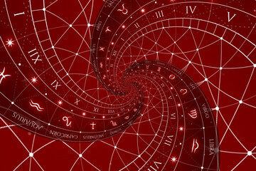 Leinwandbilder - Zodiac Signs Horoscope background. Concept for fantasy and mystery
