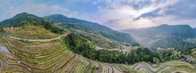 Aerial View Of The Yuanyang Hani Rice Terraces  In Honghe Prefecture, Yuanyang County, Yunnan, China