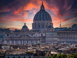 Sunset on St Peter's Basilica in Rome