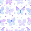 Butterfly purple pattern with dots on white. Vector illustration