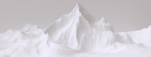 Mountains landscape, 3d rendering white abstract cliff