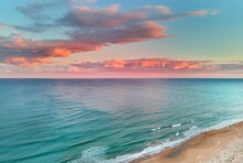Mediterranean Sea Under A Colorful Sky In La Mata, Torrevieja, Costa Blanca, Spain During Sunset