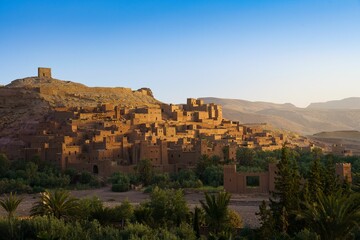 scenic view of ait benhaddou (fortified village) at sunrise,morocco