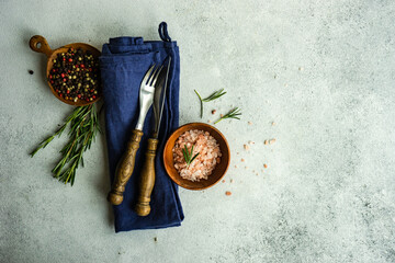 Canvas Print - Cooking concept with spices on concrete background