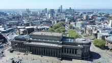 Aerial Shot Of Downtown Liverpool With St. George's Hall In The Foreground
