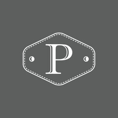 Sticker - letter P with vintage style and box frame