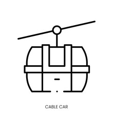 Cable Car Icon. Linear Style Sign Isolated On White Background. Vector Illustration