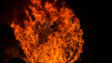 Wall Mural - African burning festival with flames in the darkness