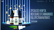 Banner for website with podium with CBD oil bottles with pipette in scene with blue neon line wall on background