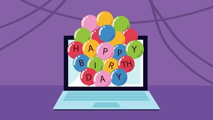 Sticker - happy birthday celebration online animation