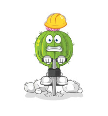 Poster - cactus drill the ground cartoon character vector