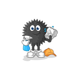 Poster - sea urchin cleaner vector. cartoon character