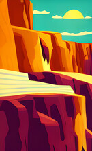 Sunset Cliff Illustration Background