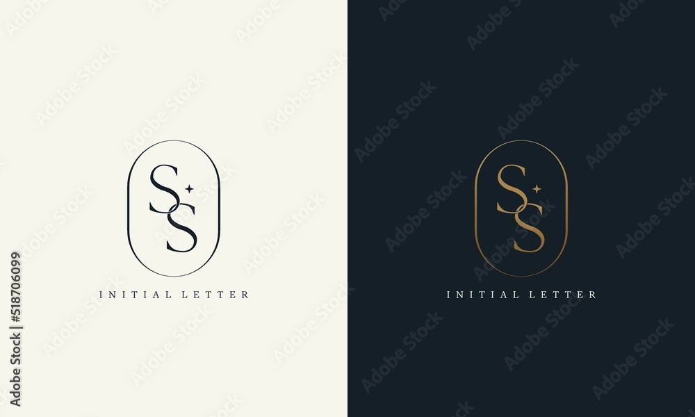 Ss Typeface premium SS logo monogram with gold circle frame. luxury initials design ...