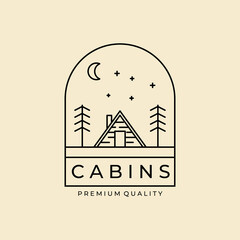 Wall Mural - cabin minimalist line art badge logo template vector illustration design