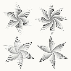 Abstract radial halftone background. Concentric dotted background. Halftone design element for various purposes.