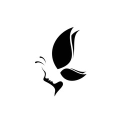 Wall Mural - butterfly woman logo silhouette