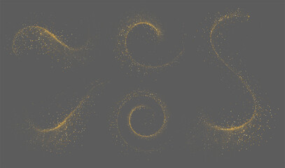 Wall Mural - set of abstract shiny gold glitter design element