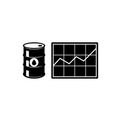 Sticker - Increase oil graph icon. Oil barrel chart glyph icon isolated on white background