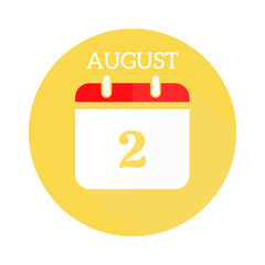 August 2 calendar flat icon