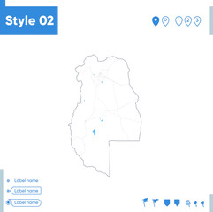 Naklejka na meble Mendoza, Argentina - stroke map isolated on white background with water and roads. Vector map