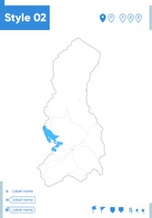 Naklejka na meble La Paz, Bolivia - stroke map isolated on white background with water and roads. Vector map