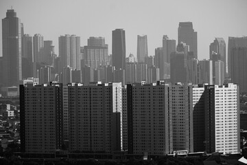 Wall Mural - city skyline in black and white