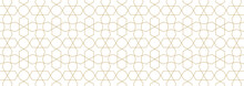 Abstract Geometric Vector Seamless Pattern With Gold Line Texture On White Background. Islamic Interlace Art. Patterns Added To The Swatches Panel.