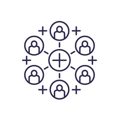 refer friends, referrals line icon
