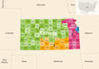Kansas's congressional districts (2013-2023) vector map with neighbouring states and terrotories