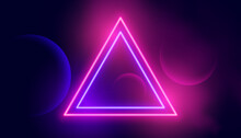 Neon Triangle Frame In Red And Purple Pink Color