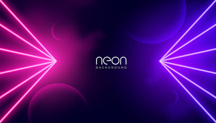 Wall Mural - neon light lines with pointed end geometric background