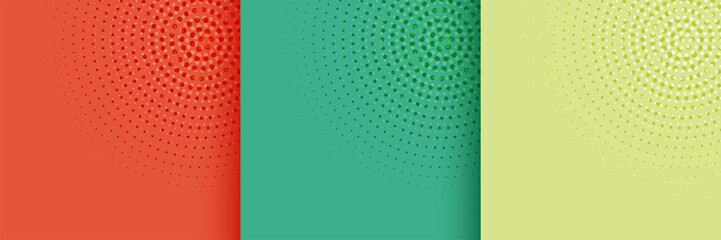 Wall Mural - set of abstract circular halftone pattern design background