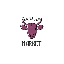 Purple Cow Logotype For Business, Market