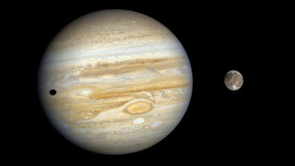 Wall Mural - planet jupiter with moon ganymede. elements of this image were furnished by nasa.