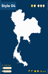 thailand - map isolated on blue background. outline map. vector map.