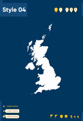 united kingdom - map isolated on blue background. outline map. vector map.