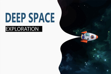 Wall Mural - deep space exploration banner spacecraft on nebula