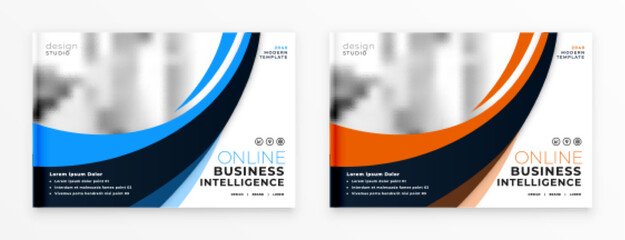 Wall Mural - modern business brochure template design with wave shapes