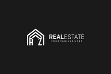 Letter AZ House Roof Shape Logo, Creative Real Estate Monogram Logo Style